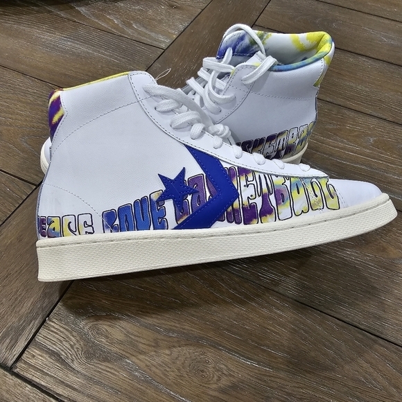 Converse All Star Peace Love Basketball White Sneakers, Mens 9, Women\'s 10.5 main image 5